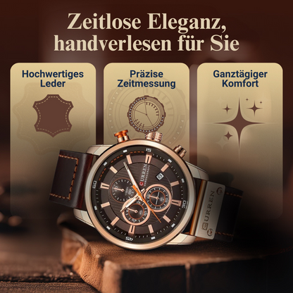 Elegante Quarzuhr mit Lederarmband