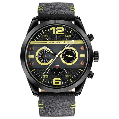 Luxus-Sportuhr aus Leder mit Quarz-Chronograph und Wasserdichtigkeit