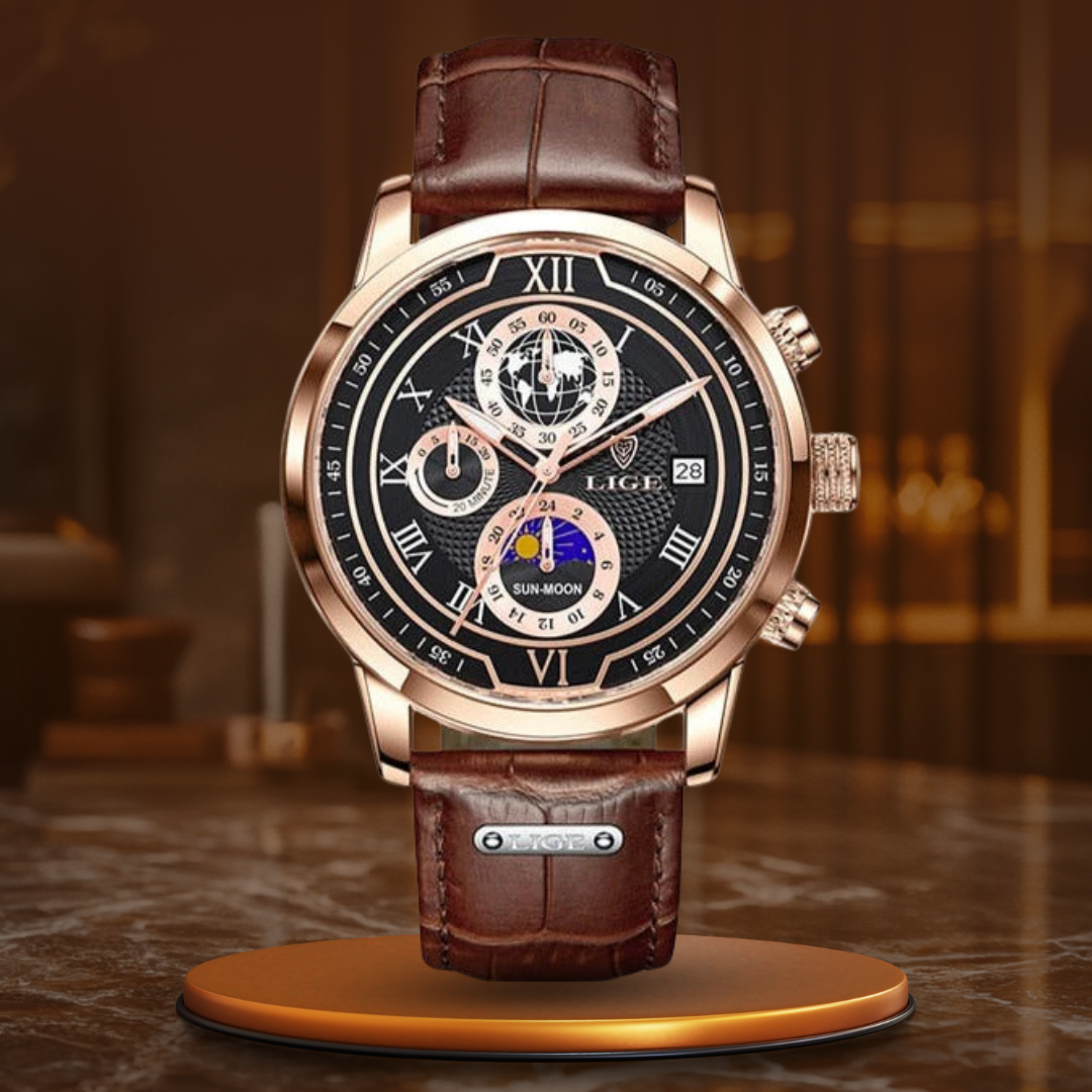 Premium-Chronographenarmbanduhr aus Leder