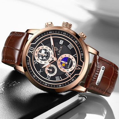 Premium-Chronographenarmbanduhr aus Leder