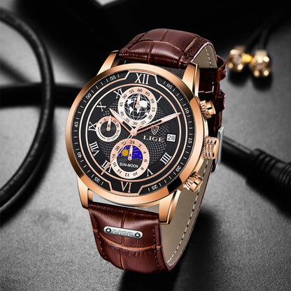 Premium-Chronographenarmbanduhr aus Leder