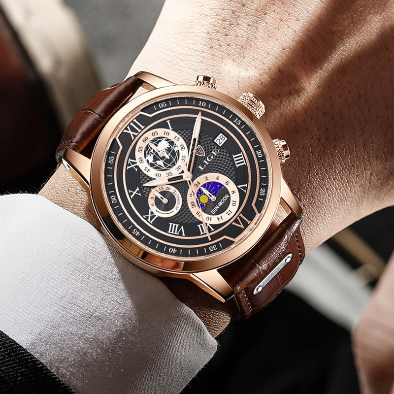 Premium-Chronographenarmbanduhr aus Leder