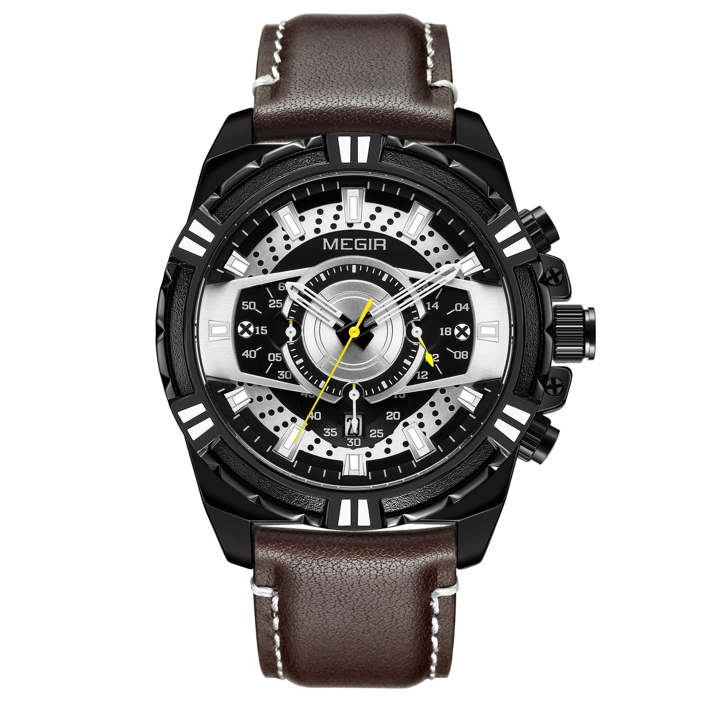 Luxus-Quarz-Chronograph-Militär-Sport-Lederuhr