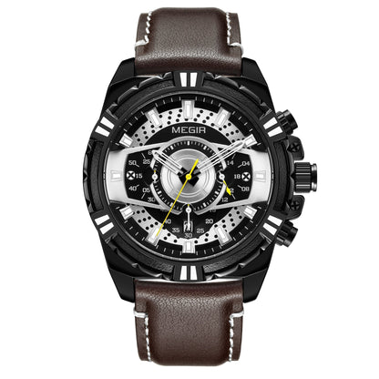 Luxus-Quarz-Chronograph-Militär-Sport-Lederuhr